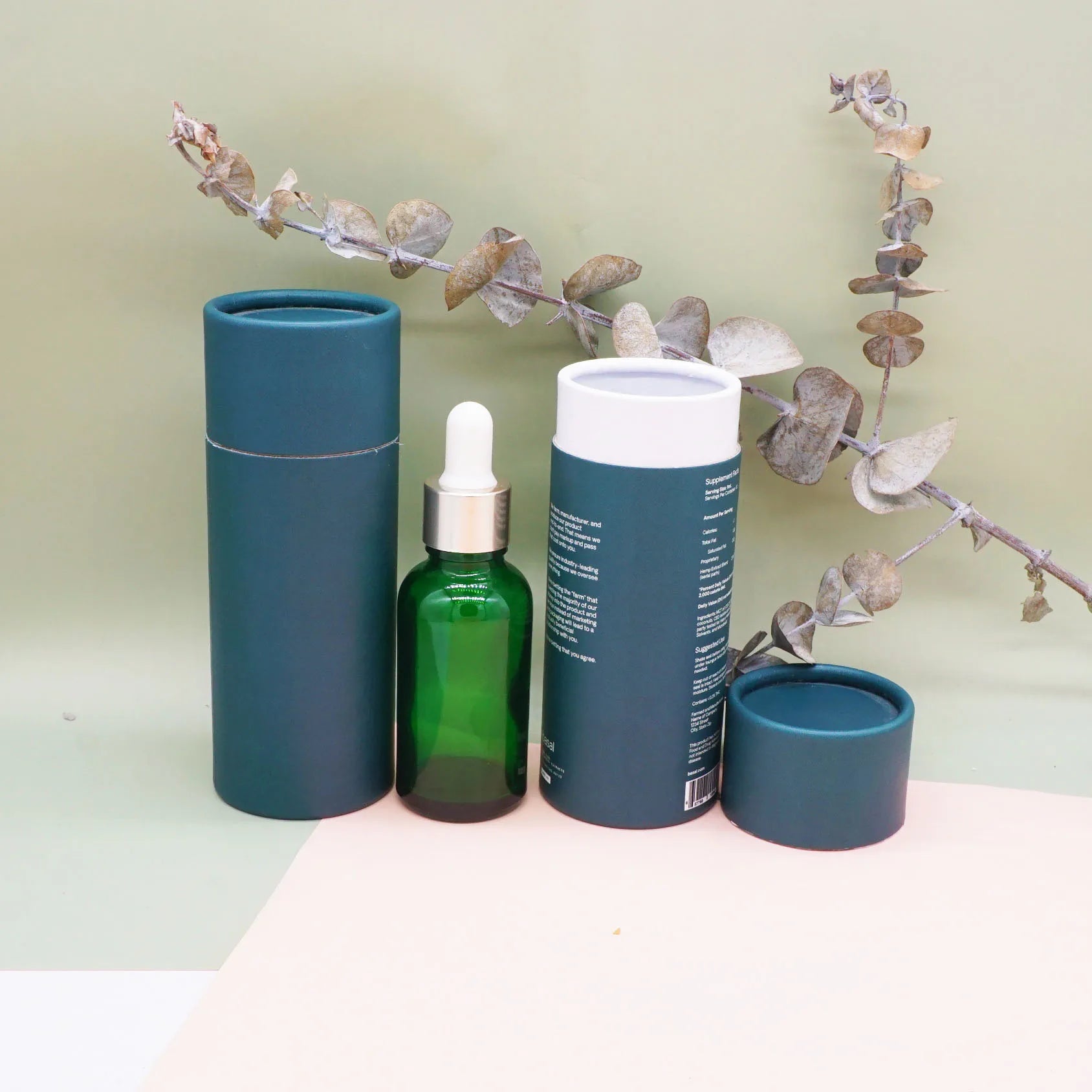 50ml Cosmetic Packaging Recycled Kraft Cardboard White Brown Black Paper Tube for Essential Oil Bottle