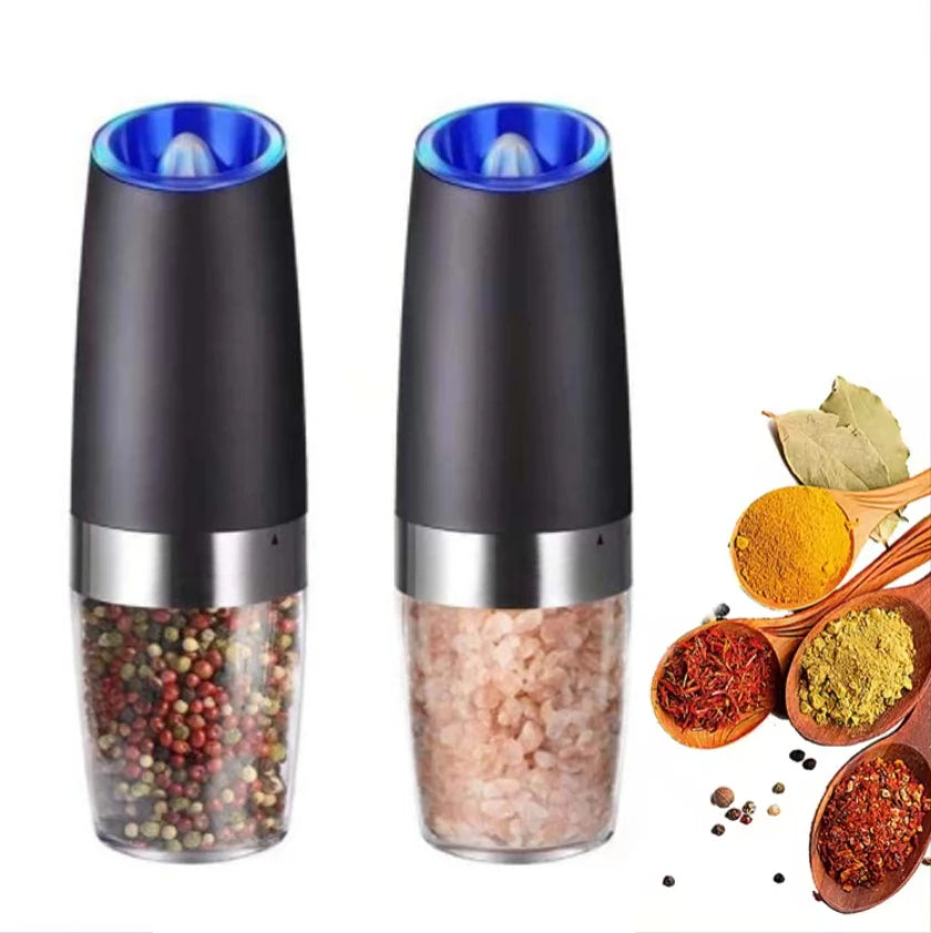 Hot Selling Automatic Salt and Pepper Mill Grinder Electric Gravity Pepper Grinder Set With Blue Led Light