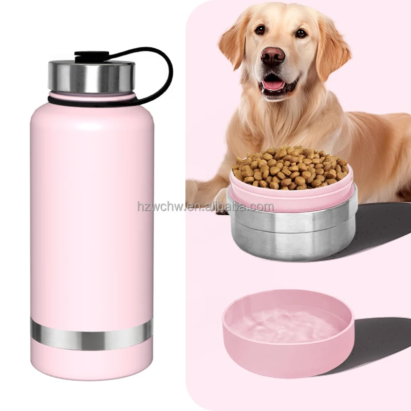 Hot Design Customize Big Capacity Travel Double Wall 304 Stainless Steel Vacuum Insulated 32OZ Handgrip Water Bottle Pet Bowl