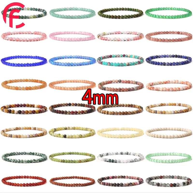 Natural Stone Quartz Crystal Beads Bracelets 4mm Agate Beads Handmade Hand String Gemstone Bracelets for Women and Men