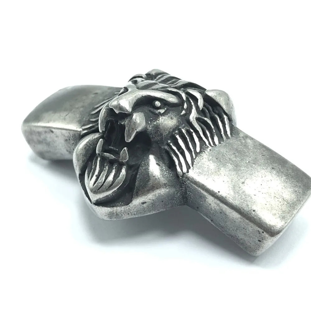 BXNK024 Stainless Steel Punk Lion Slider Beads Slide Charms for Men's Leather Bracelet Jewelry Making DIY in Stock
