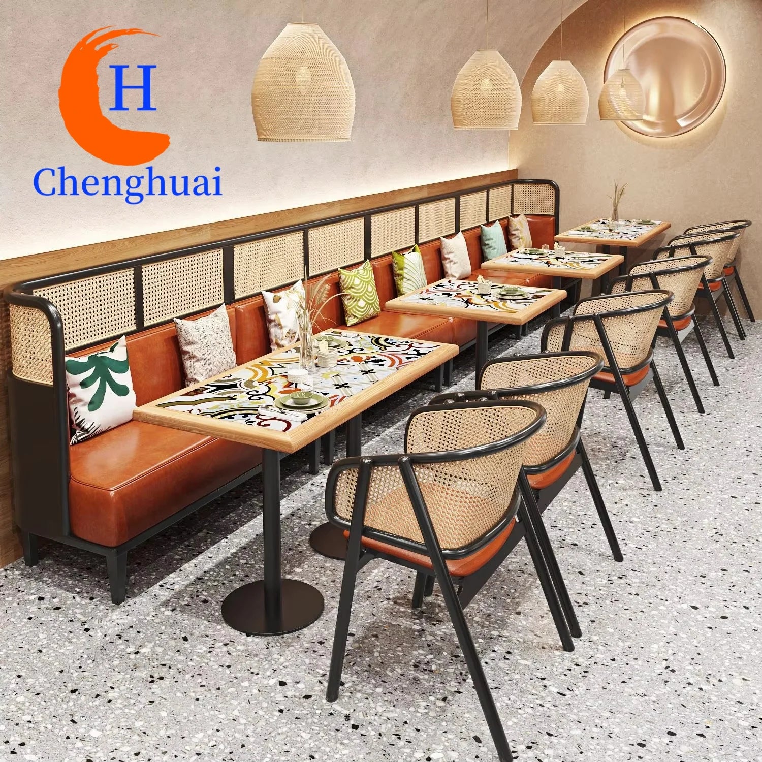 Luxury Restaurant Furniture Designs Sofa Bar Booth Seat Dining Table Set Commercial Furniture