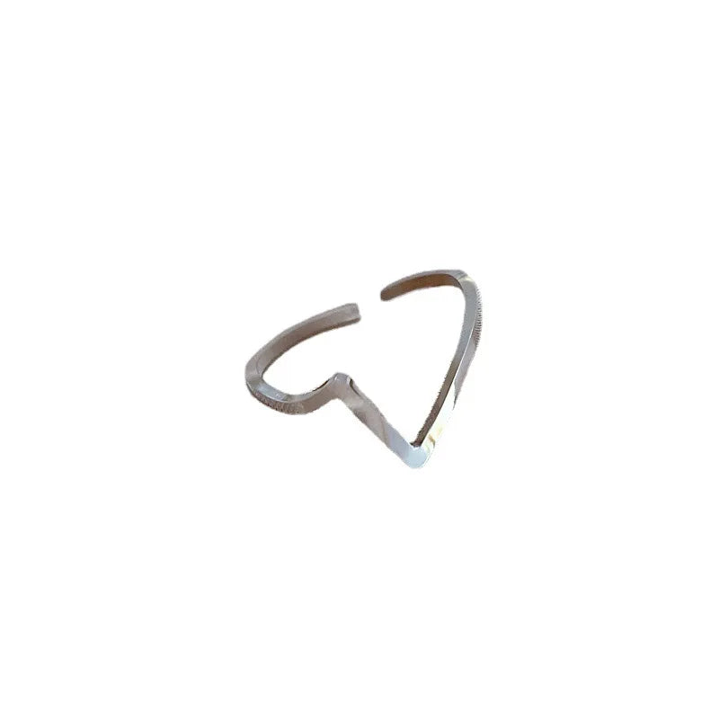Fashion Personality Cardiac Signal Titanium Steel Adjustable Rings  Silver Rings Stainless Steel Rings for Men and Women