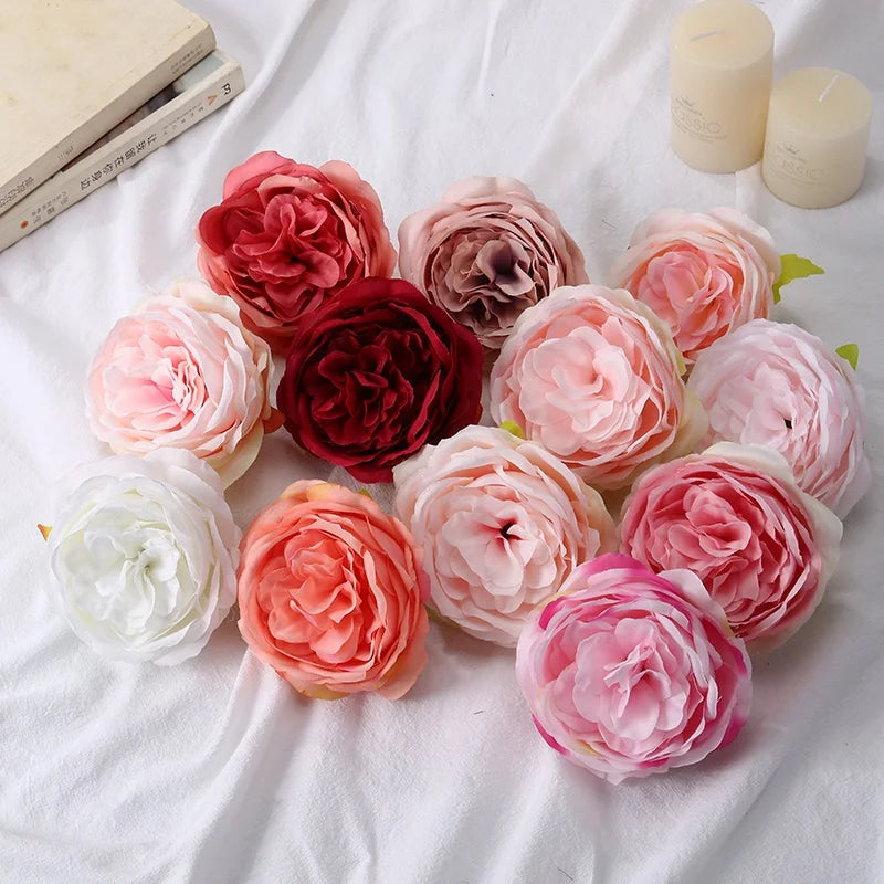 HT133 Small MOQ DIY Material Big Rose Peony Head Flower High Simulation 10cm pink Giant Eternal Peony Flower Head Decoration