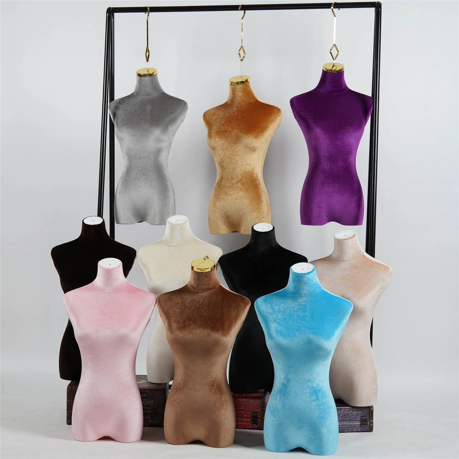 Hanging Display Women Mannequins Colorful Female Mannequin Half Velvet Mannequin Female