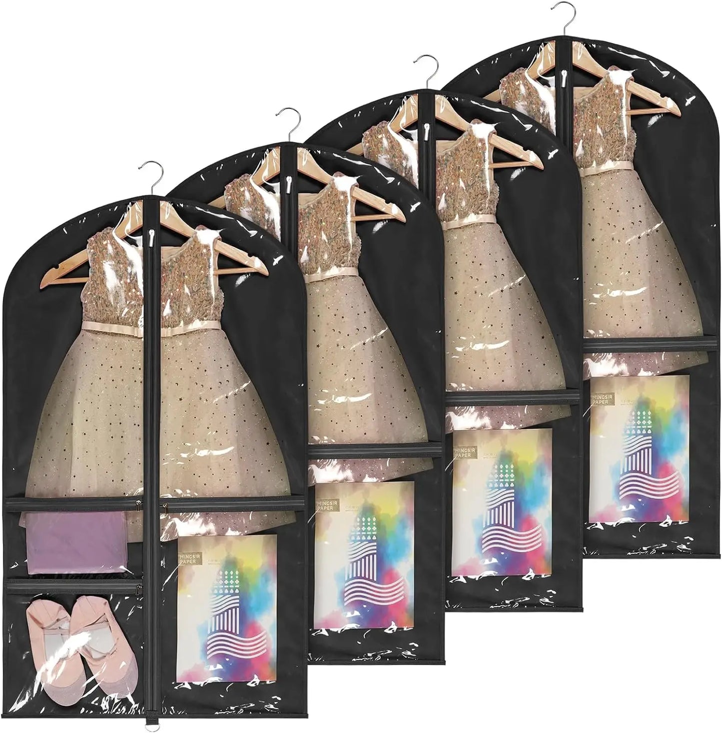 Garment Bag Kids Dress Bag for Hanging Clothes Dance Dress Bag Non Woven with Pvc