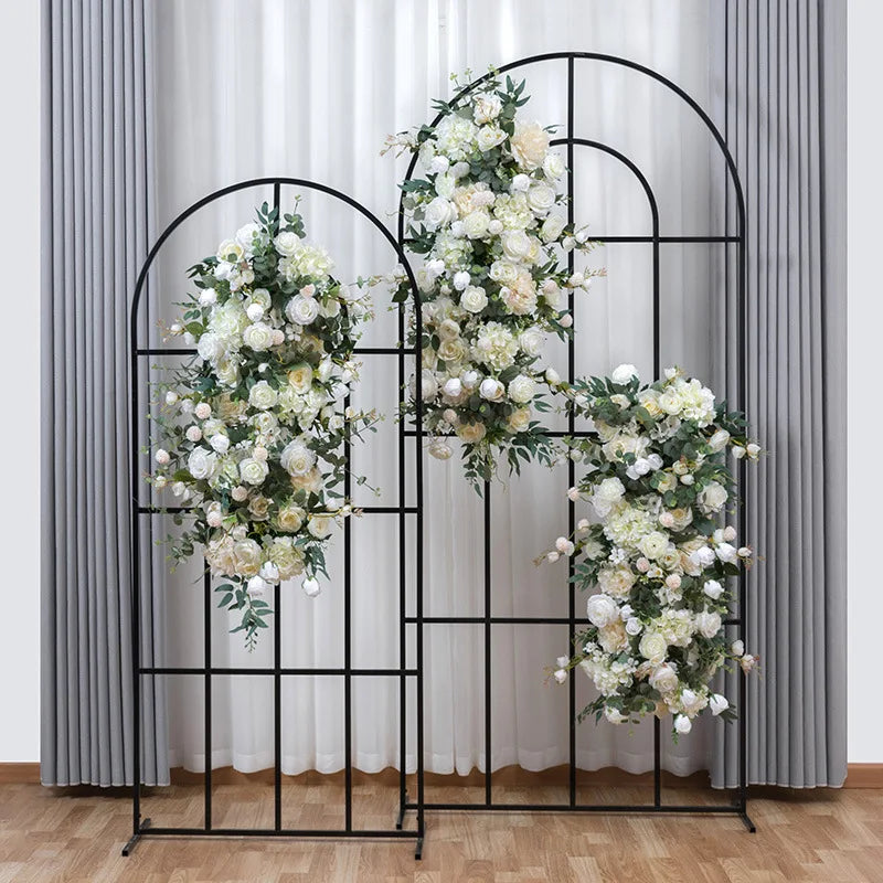 H-118 Wedding Backdrop Decor Rose Arch Stand Flower White Artificial Silk Rose Flower Row Table Garland Flower Runner