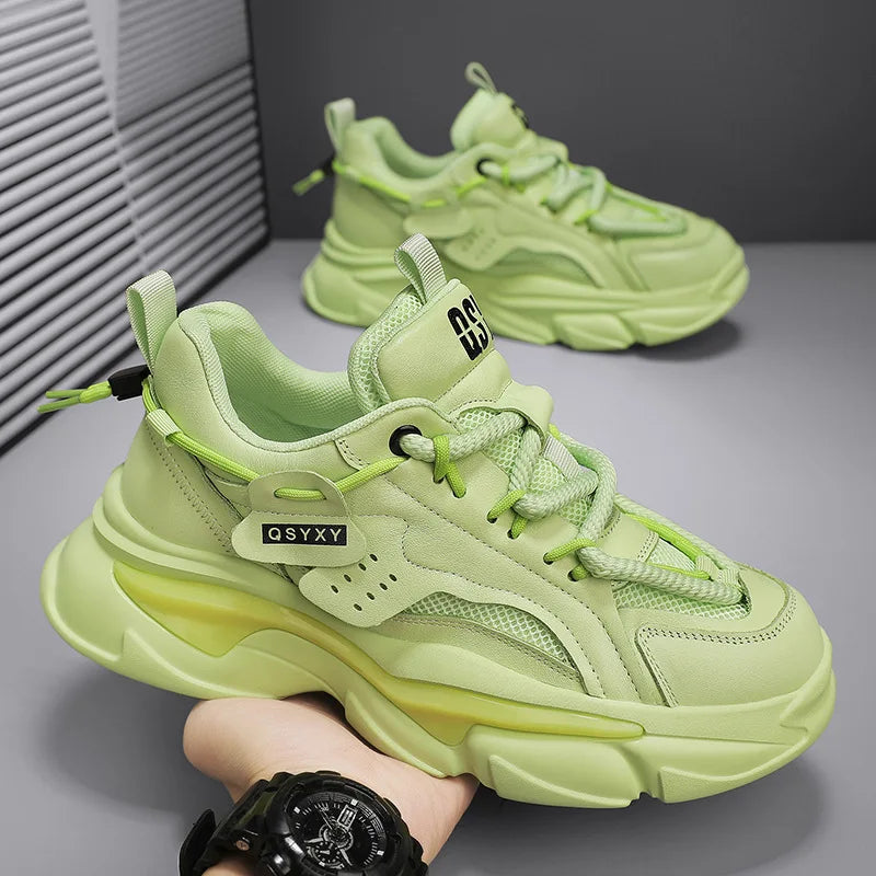 2024 New Trendy Causal Men's Shoes Korean Versatile Thick Sole Solid Color Shoes Men Running Leisure Sports Shoes