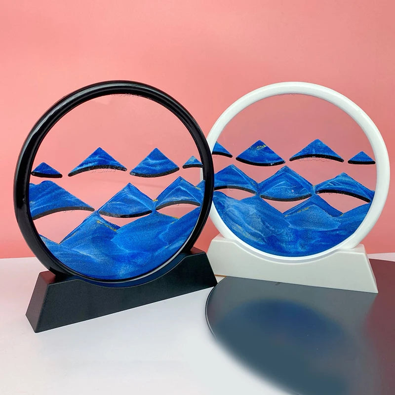 Creative 3D Small Hill Quicksand Painting Decoration Round Craft Decompression Dynamic Furniture Gift