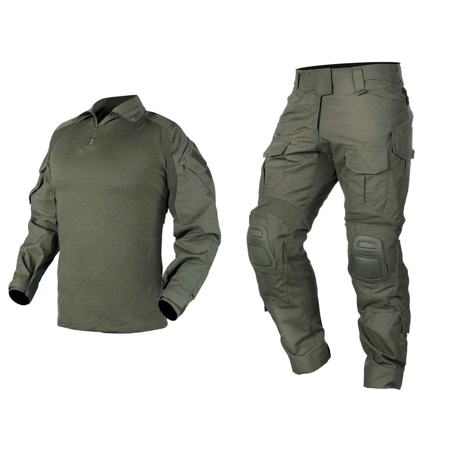 IDOGEAR Men G3 Assault Camo Camouflage Tactical Hunting BDU Tactical Uniform Set with Knee Pads
