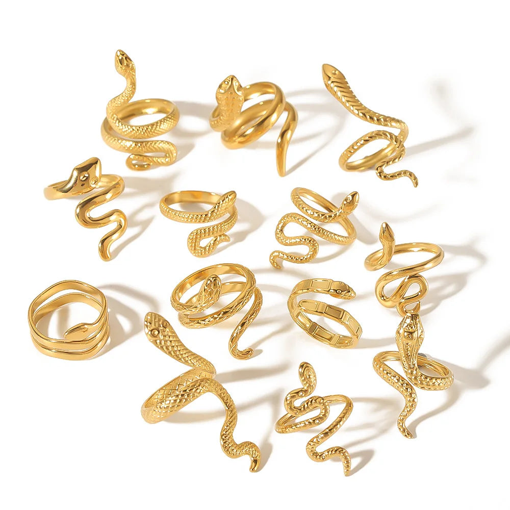 Fashionable Stainless Steel Snake Shaped Ring Personalized Trendy Retro Ethnic Style Titanium Steel Ring