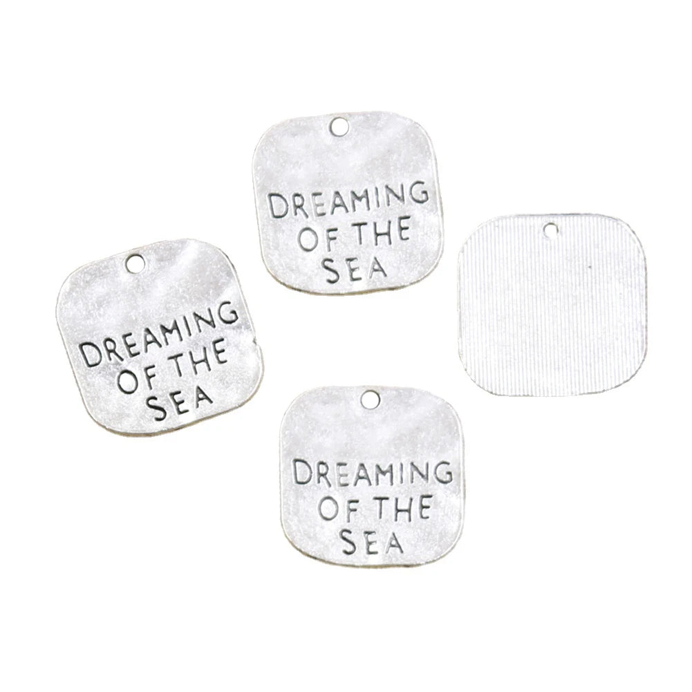 Charms Dreaming of the Sea 19x19mm Handmade Making FitVintage Tibetan Silver Color PendantsDIY for Bracelet Necklace