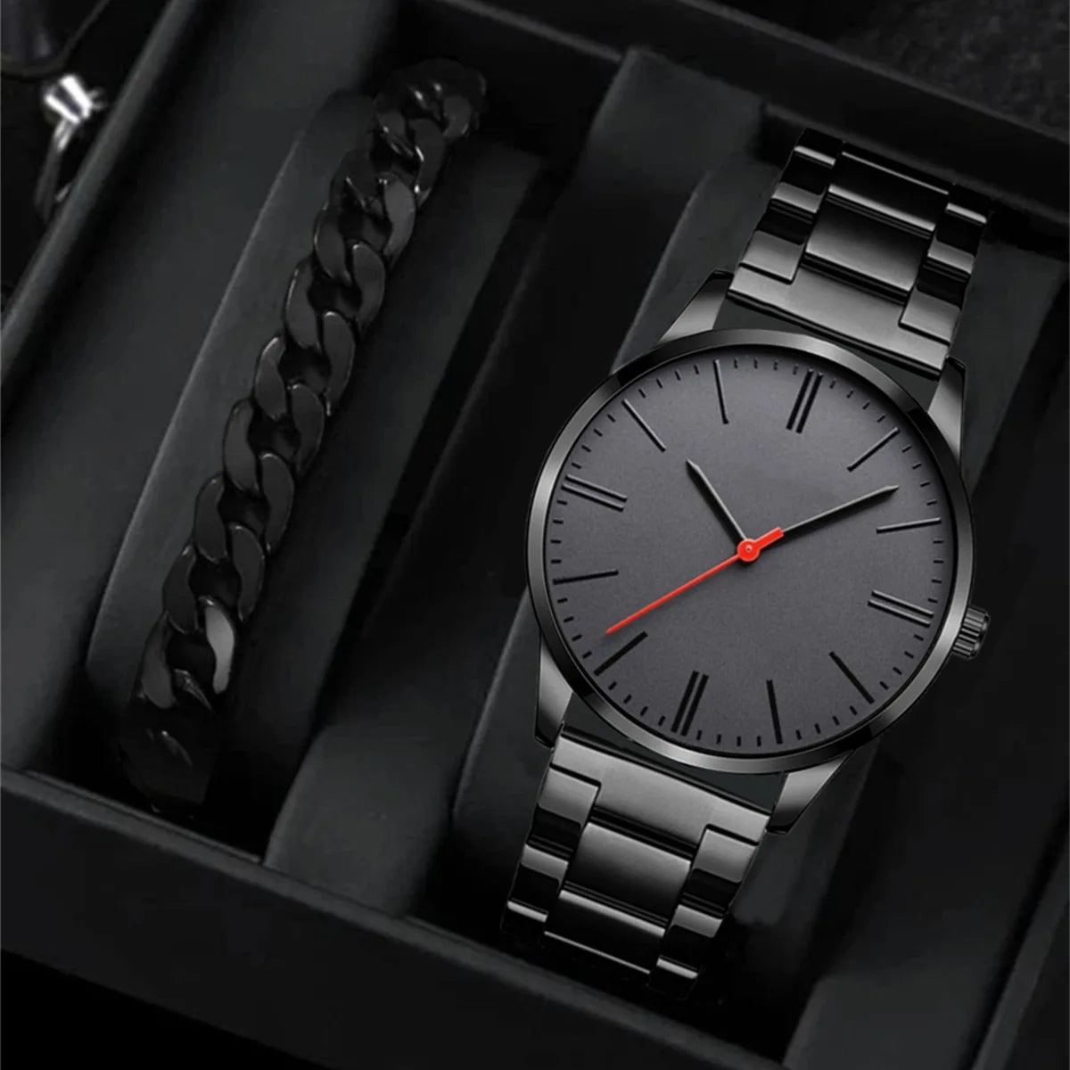 New Men's Personalized Fashion Trend Sports Men's Steel Band Watch Business Cross Border Hot Selling Quartz Watch