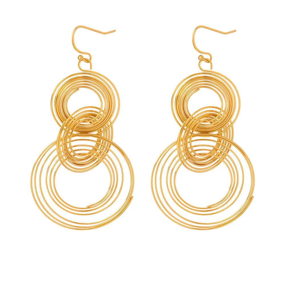 Stainless Steel Geometric Hoop Earrings Fashion 18k Gold Plated Waterproof Jewelry Multi-layered Earrings for Women