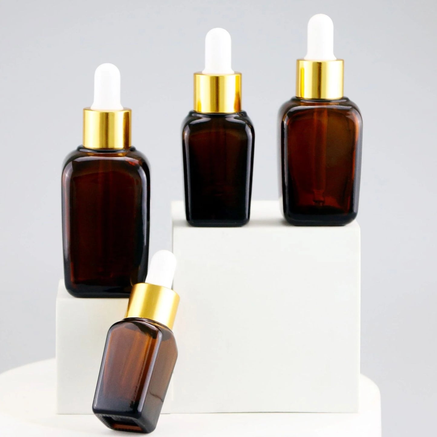 Custom Square Transparent Amber Essential Oil Glass Dropper Bottle Essential Oil Perfume Glass Packaging 10ml