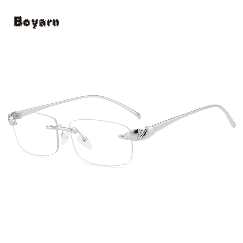 Boyarn Wholesale Cutting Rimless Square Leopard Sunglasses for Men Vintage Alloy Brand Hip Hop Sun Glasses Women Sunglasses