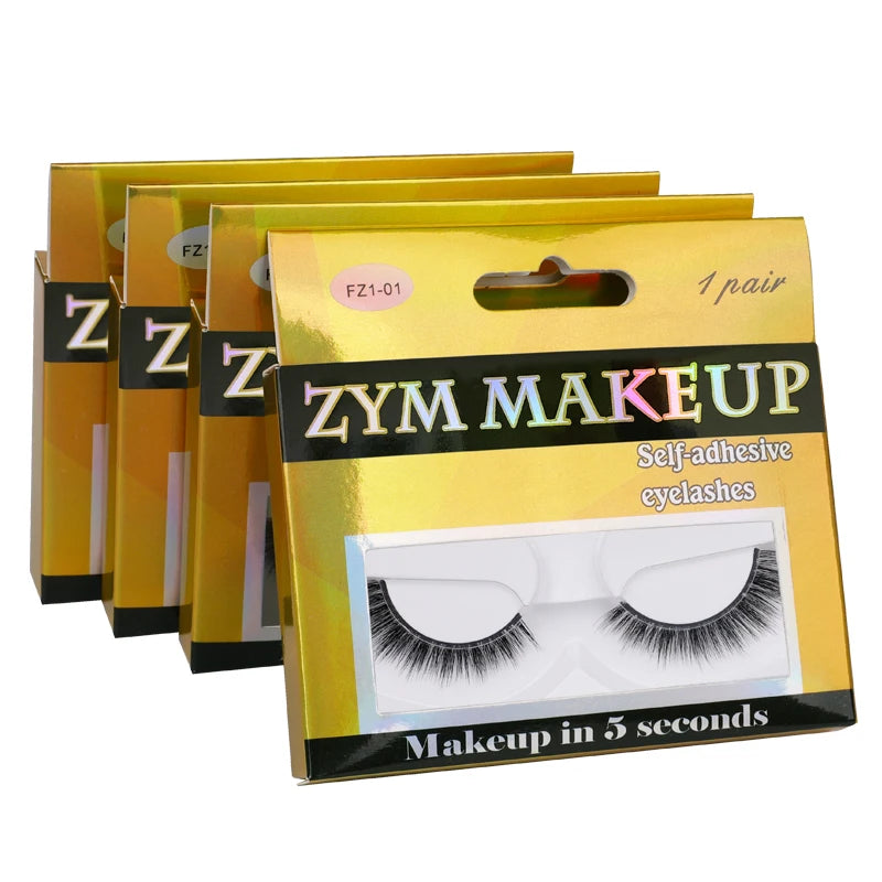 1 Pair Self-adhesive No-glue One-touch Easy-to-wear Natural-looking Sharpened False Eyelashes for a Full Natural Glam Look