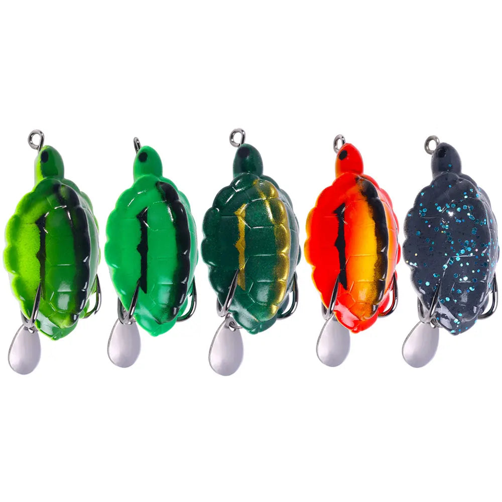 New Arrival Topwater 5.5CM 13.4G Soft Plastic Turtle Rubber Fishing Baits Soft Frogs Fishing Lures for Freshwater
