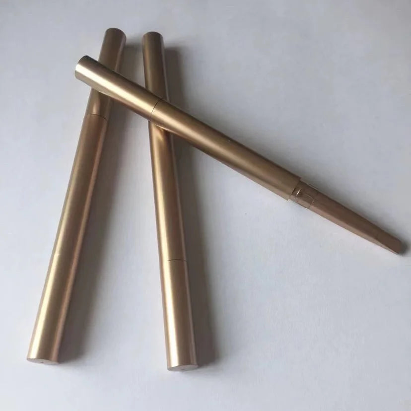Cosmetic Packaging Tube Custom Logo Empty Double Side Gold Eyebrow Pencil Packaging Tube With Brush