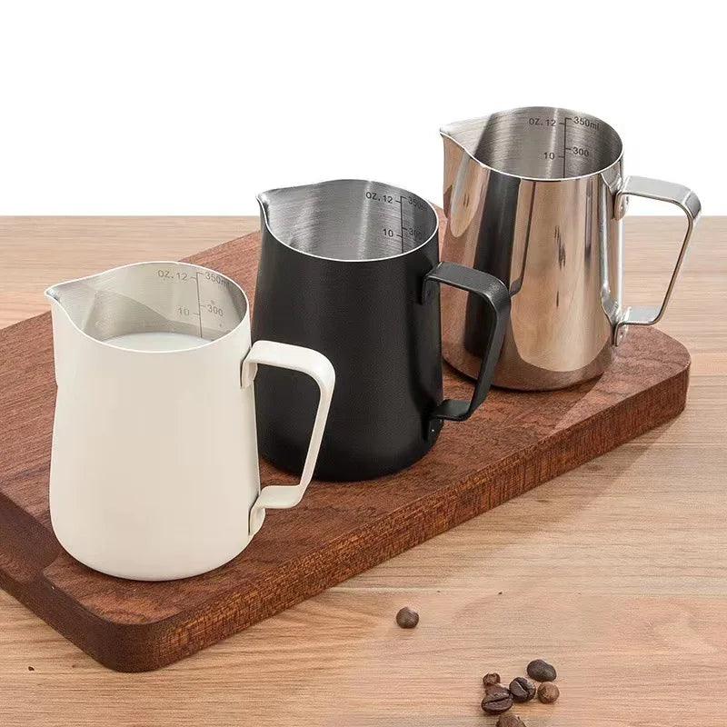 Hot Sale 304 Stainless Steel Pull Flower Cup Handheld Measuring Cup Scale 350ml/600ml/1000ml Capacity Modern Espresso Coffee