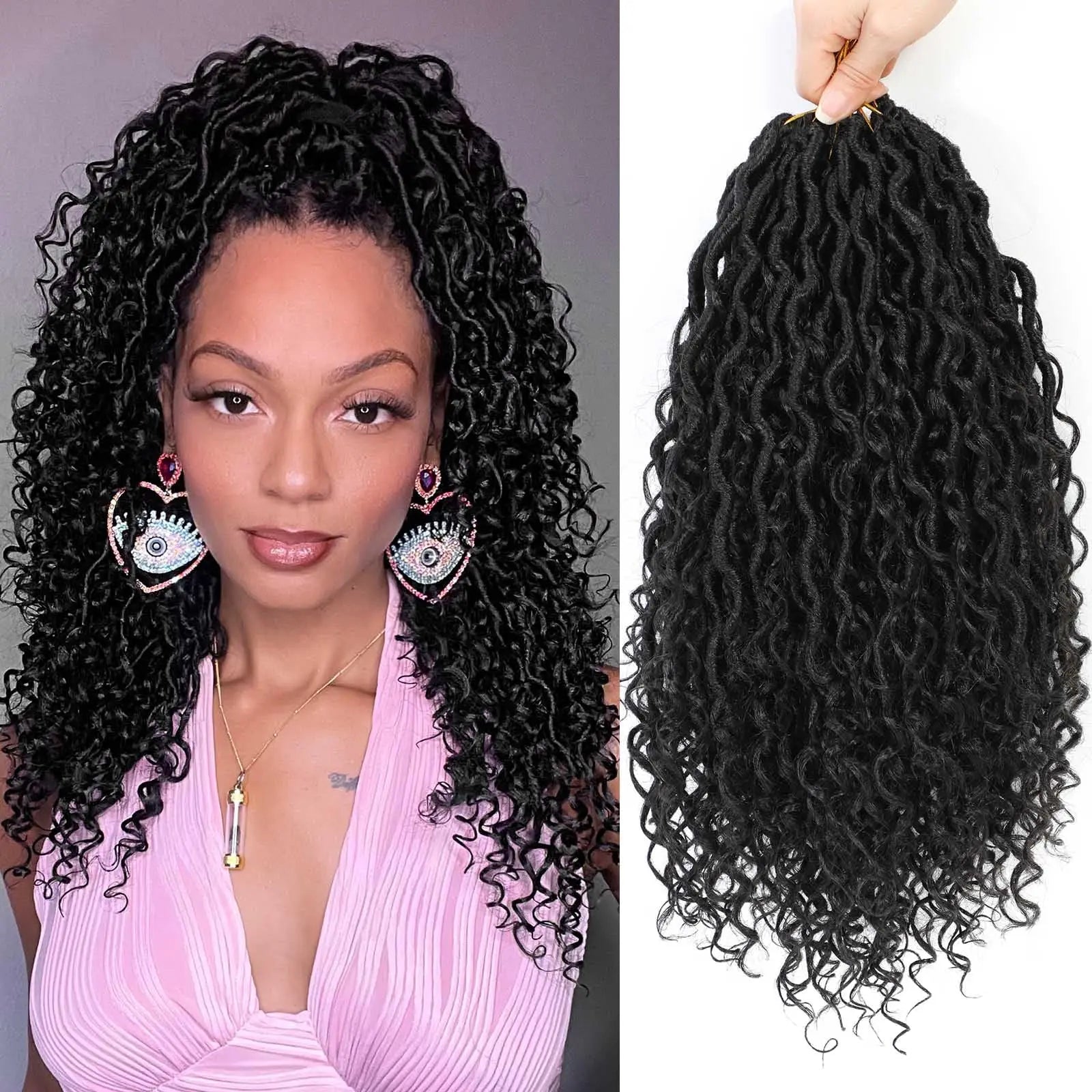 Hot Sale Goddess Dyed Braided French Curls Single Weft 100g 18 Inch High Temperature Fiber Extensions River Locs Braids