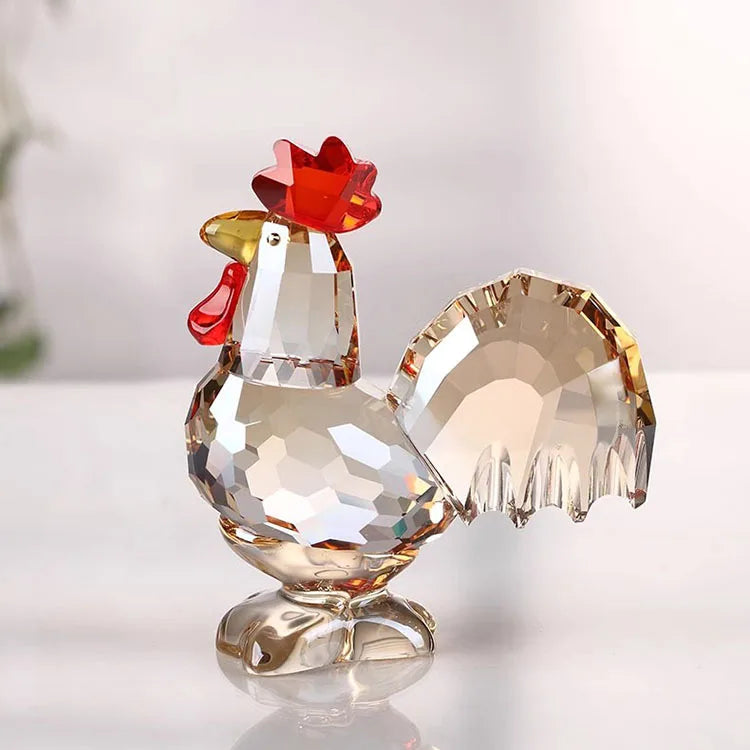 Crystal Rooster Ornament Zodiac Mascot Office Desktop Decoration Modern