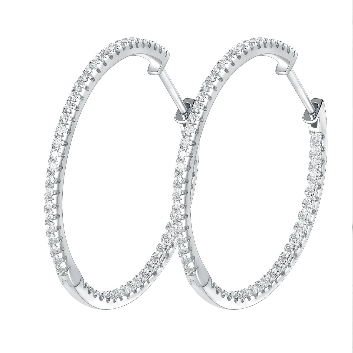 High-End 925 Sterling Silver Stud Earrings 30mm Round Moissanite Hoop Direct From Factory Sales