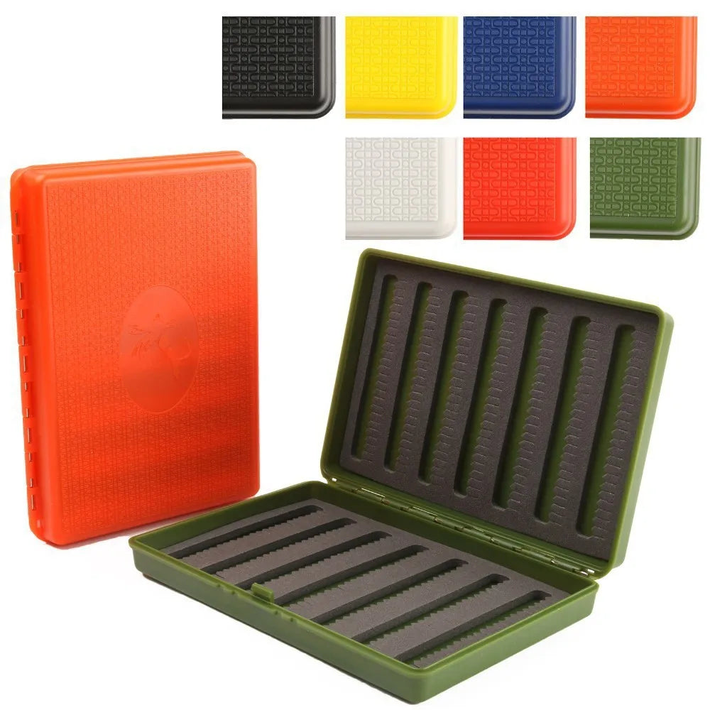 Maximumcatch Super Slim Fly Fishing Box Colorful Plastic Waterproof Storage with Foam Can Hold 408 Flies for Stream Lake Fish