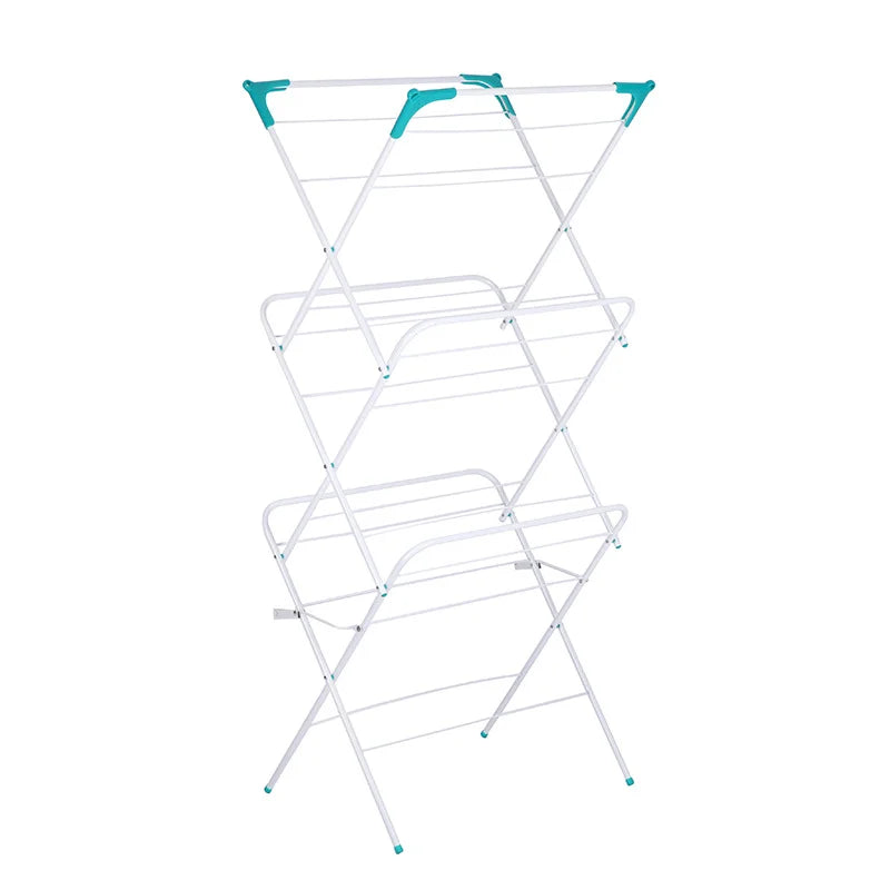 Foldable Retractable Simple Three-Fold Clothing Rod Hanger Floor Clothes Towel Rack