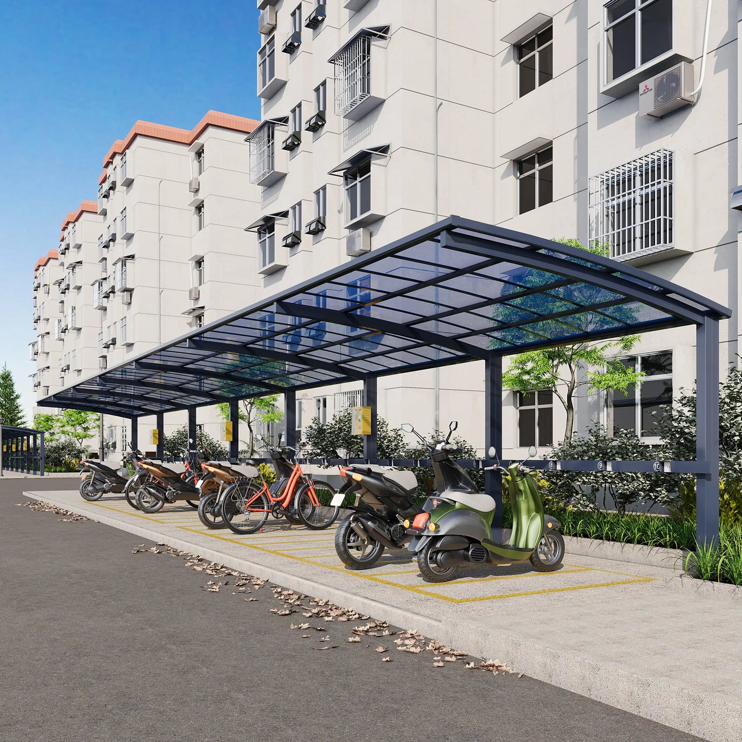 Cantilever Carport Kits Polycarbonate Metal Designs Aluminum Modern Garages Canopies & Carports Powder Coated