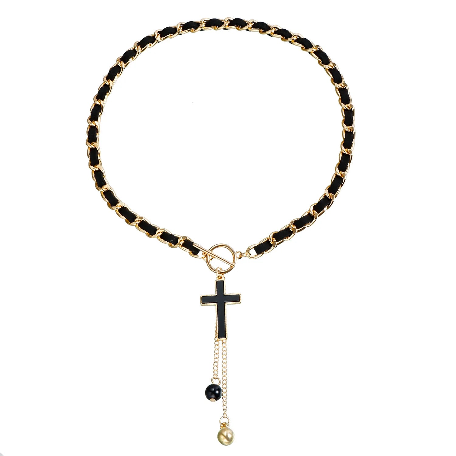 Fashion Jewelry Necklace Cross Shaped Black Pendant Necklace Women's Collarbone Necklace