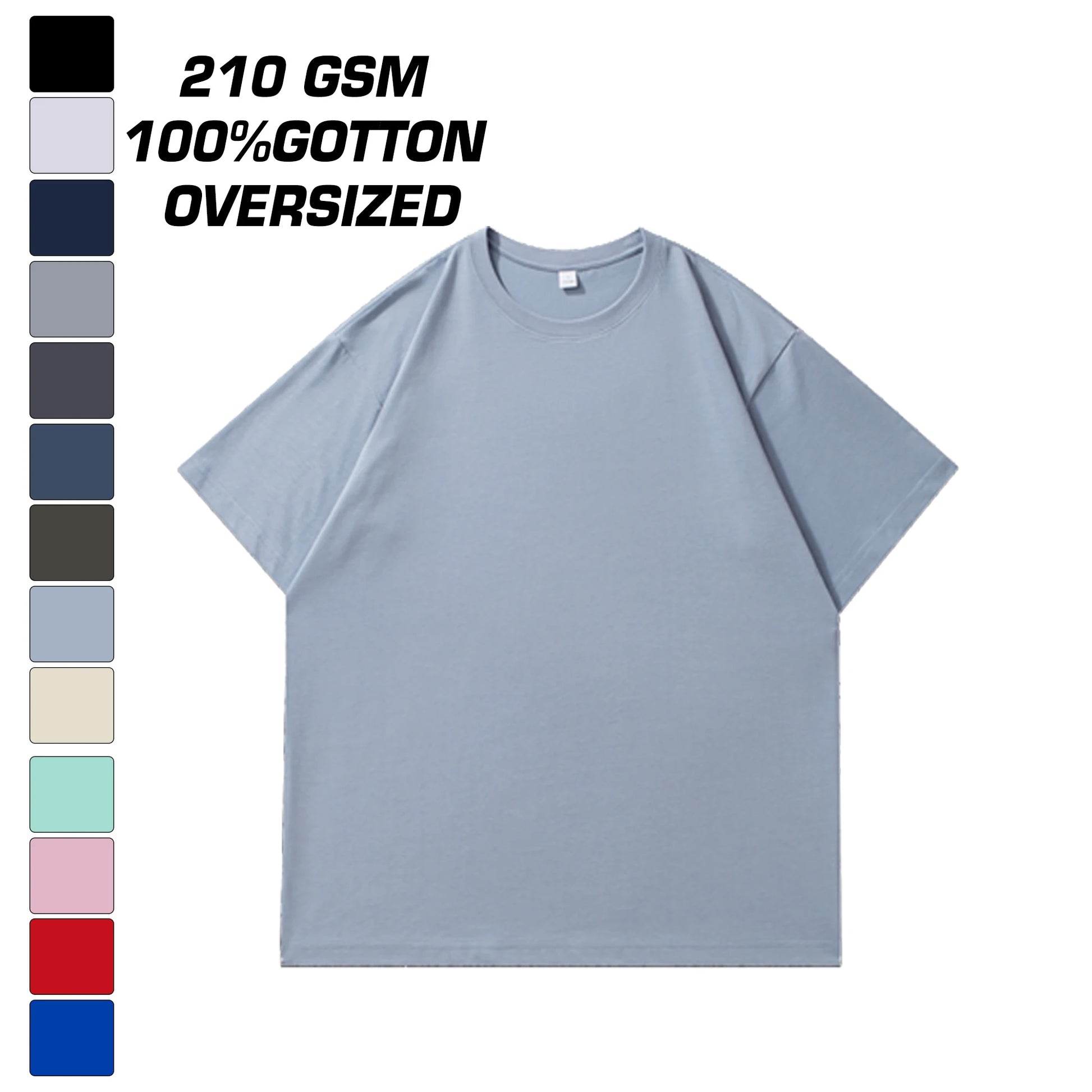 Wholesale 100% Cotton Boxy T-Shirt Round Neck Oversized Street Blank 210 Gsm Knitted Fabric with Printed Pattern
