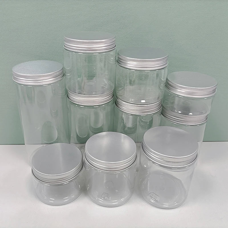 Wholesale 80ml PET Plastic Aluminum Cream Jars Food Grade 80g Plastic Packaging Jar Lids for Face Masks Lotions Shampoos Blus