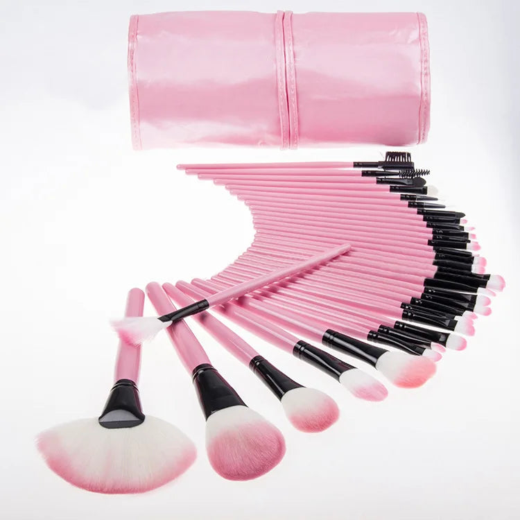 Professional 32 Pcs Makeup Brush Set With PU Leather Bag Cosmetic Facial Foundation Make up Brush Kit Custom Logo Makeup Sets