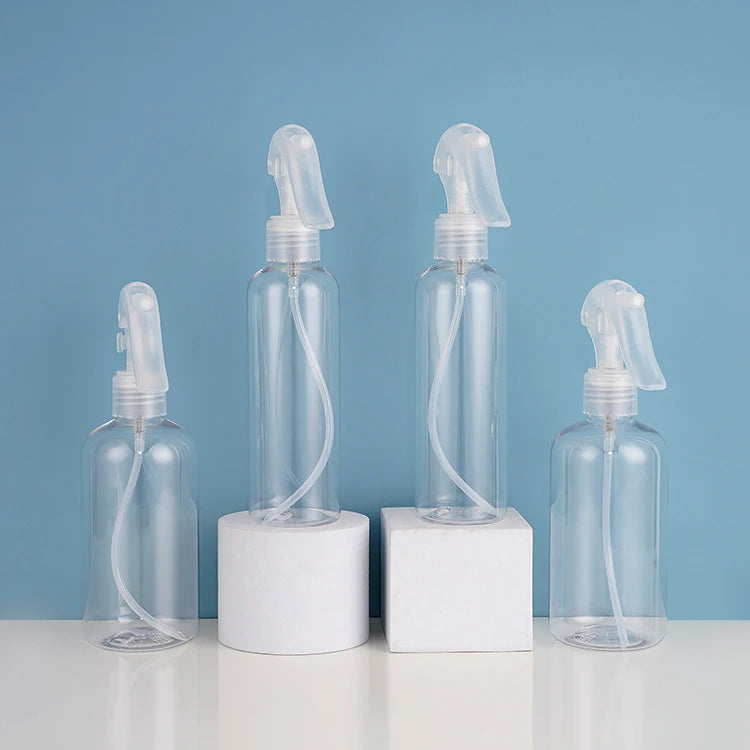 Transparent PET Trigger Spray Pump Bottles 180ml 250ml Round Cosmetic Toner Perfume for Skin Care and Essential Oils