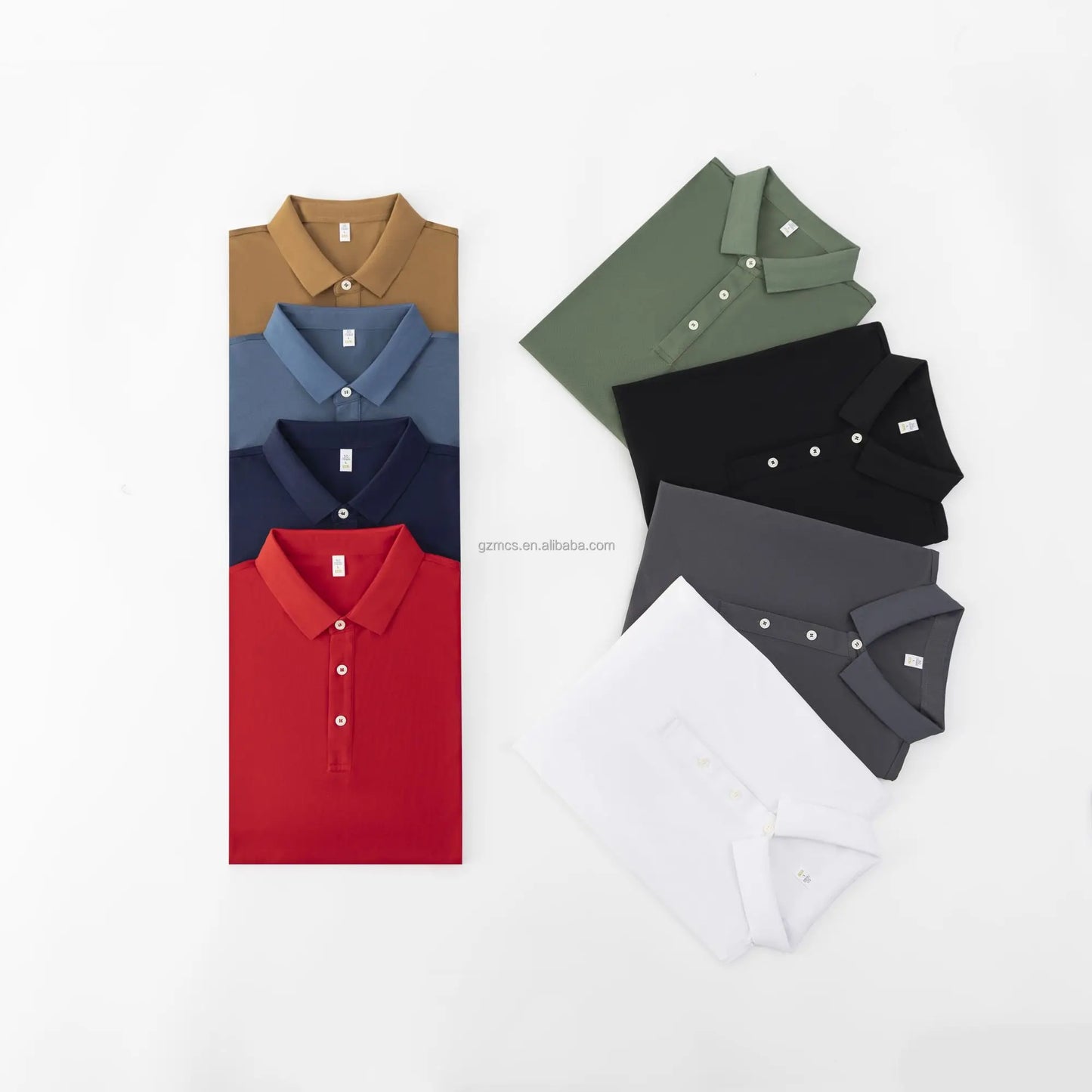 Men's Short Sleeve Multi-color Stripe Polo T-shirt High Quality Polyester Pique Fabric Solid Design Polo T-shirt