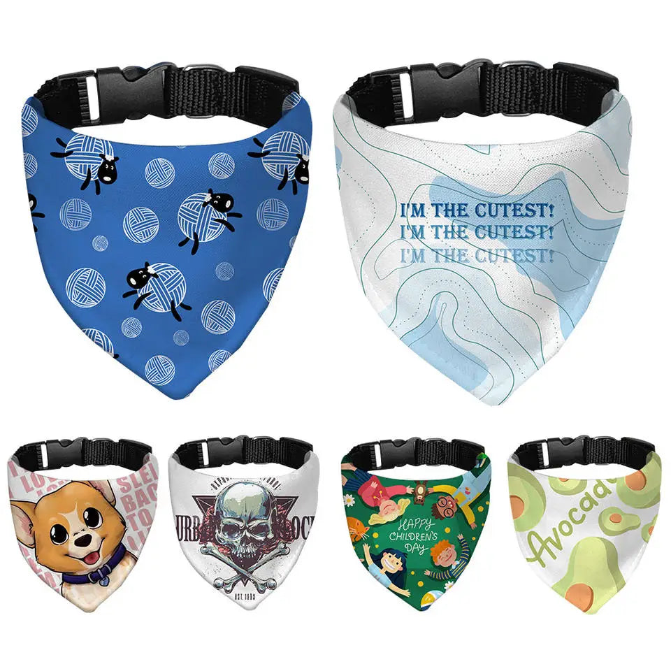 Custom Logo Pet Scarf Bibs Towel Adjustable Sublimation Blanks Triangle Bandana Collar for Dog