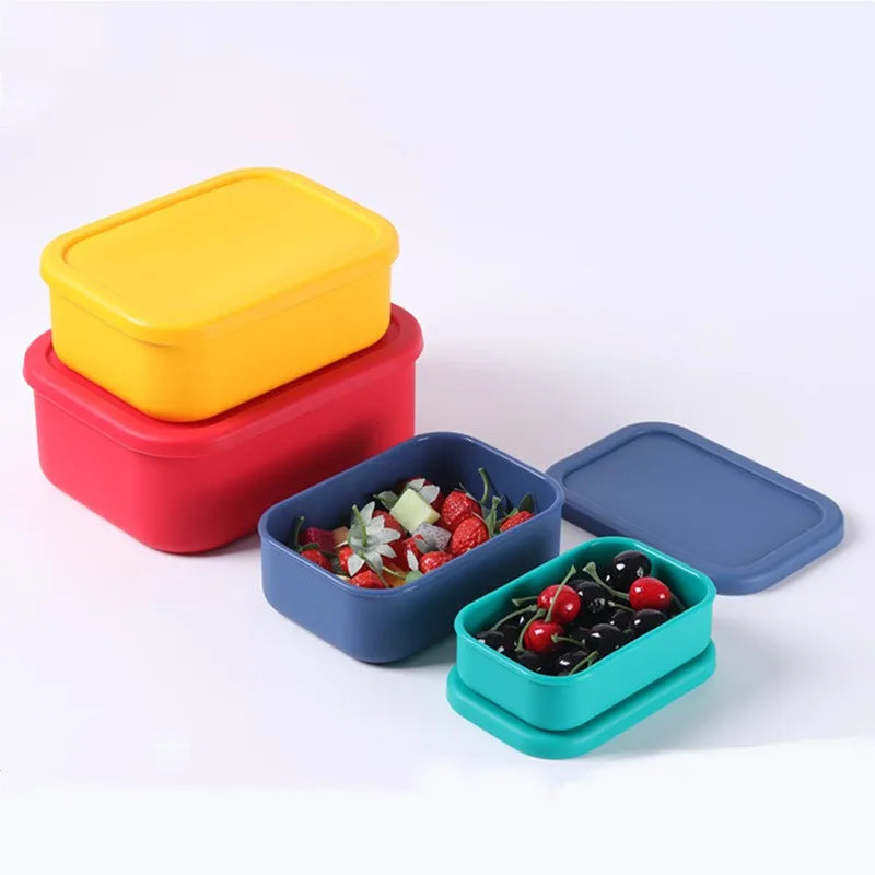 Eco-Friendly BPA Free Pure Silicone Food Storage Bento Lunch Box Food Grade Silicone Bento Box  for Lunch