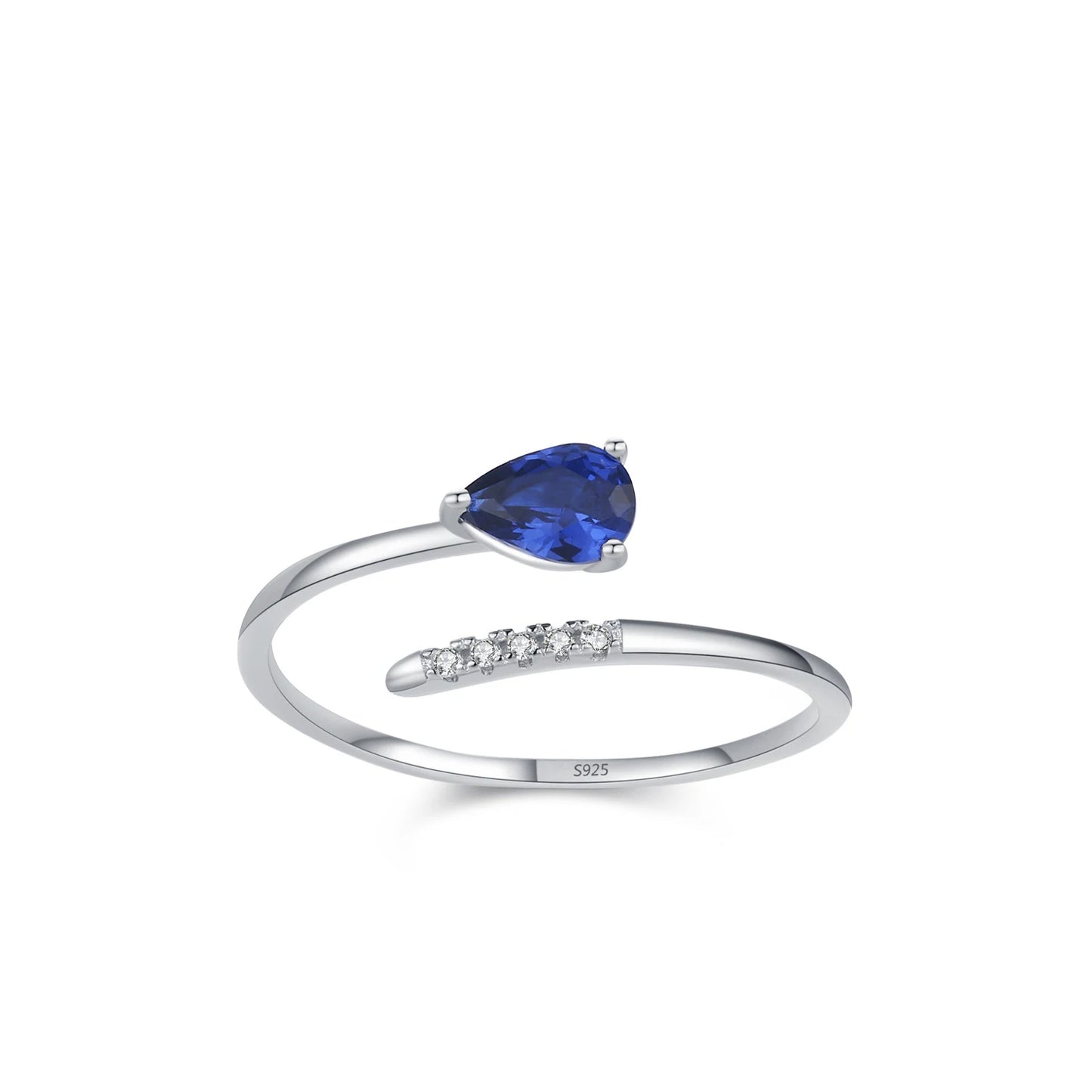 New Trendy Water Drop Zircon Open Ring for Women 925 Sterling Silver Popular Diamond Ring Fine Jewelry