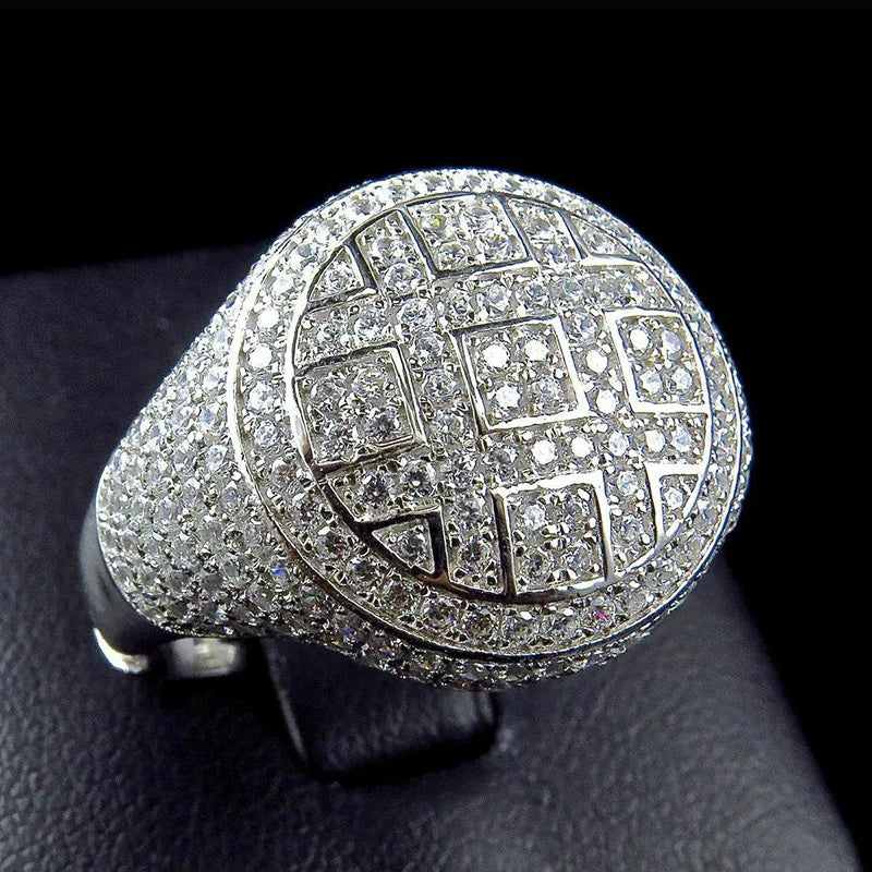 CAOSHI Wholesale Fashion Cubic Zirconia Silver Color Ring Hip Hop Jewelry Iced Out Zircon Diamond Men Rings