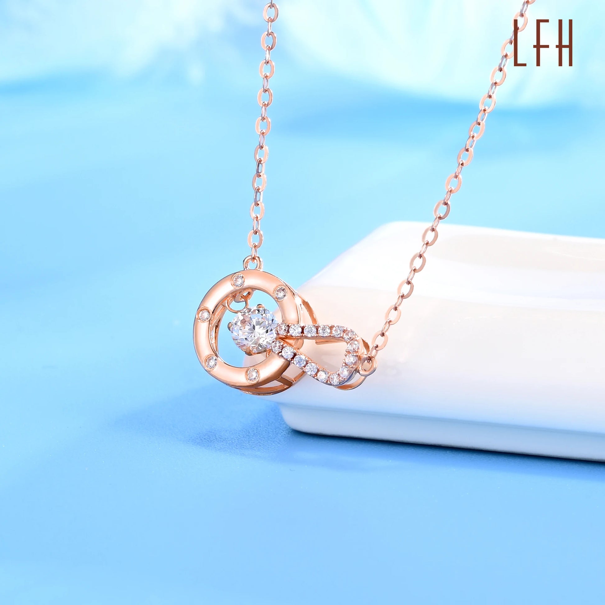 Laofuhua  New Design 18K Rose Gold Pure Wedding Necklace Simple Fashion 18k Diamond Necklace Jewelry