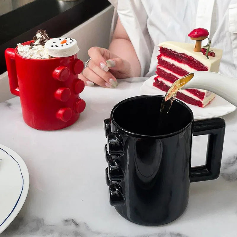 Ins Original Niche Building Blocks Shape Mug Cartoon Ceramic Coffee Cups