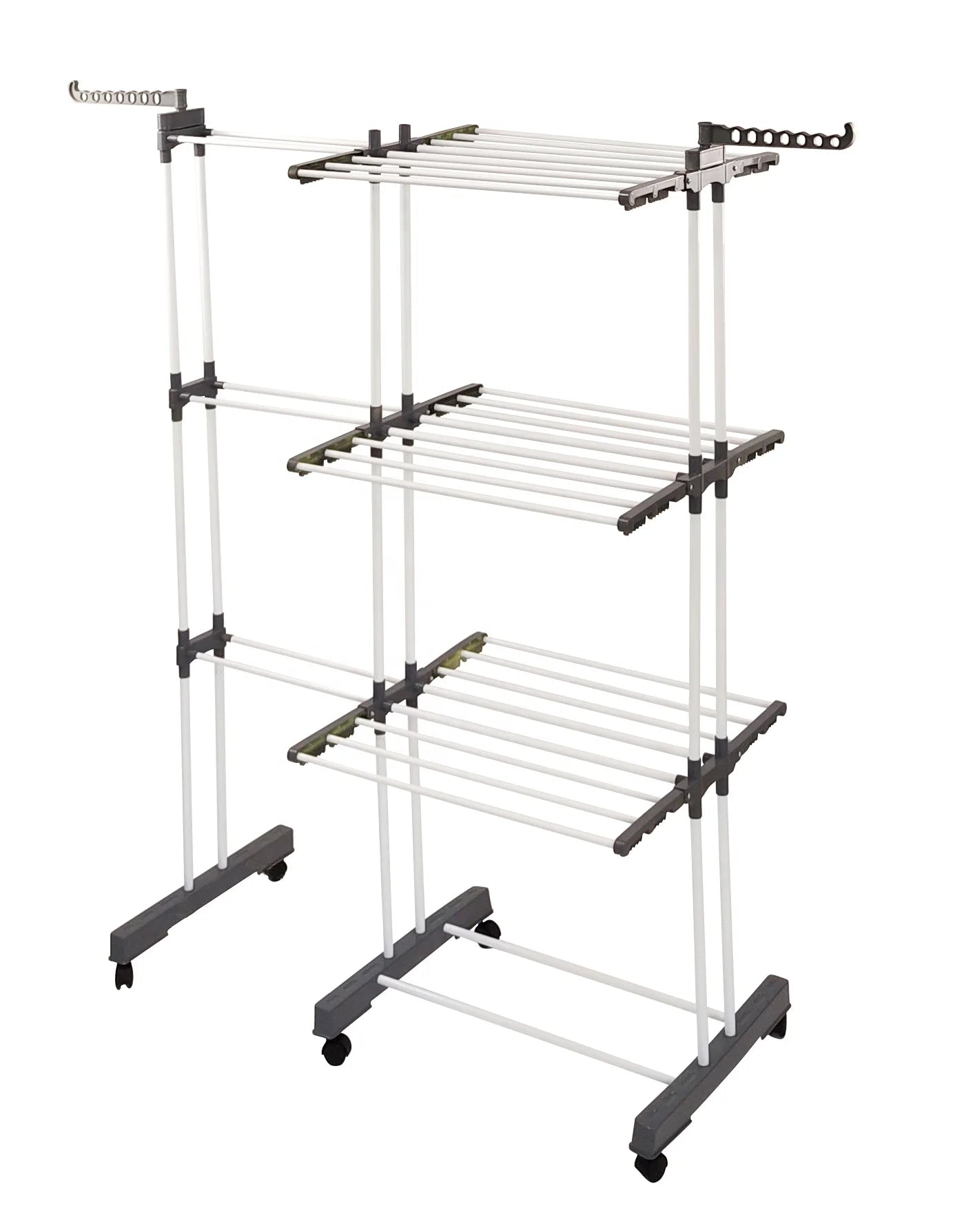 4 Tier Extendable Clothes Dryer Rack Foldable Waschestander Rolling with Casters Easy to Move Clothes Laundry Airer