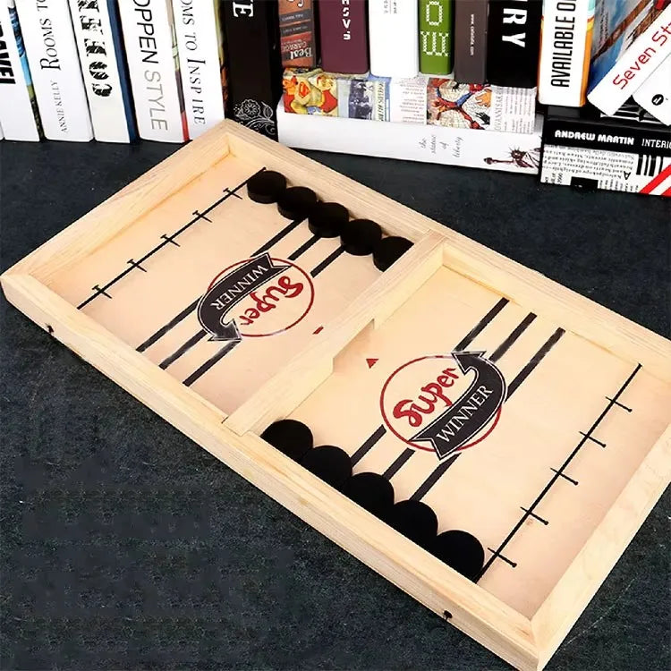 Wooden Parent-Child Interactive Chess Set Bumping Chess Board Game Wood Bounce Desktop Hockey Toys Bouncing Chess Toys