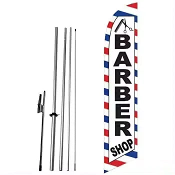 Bestselling Custom Logo Barber Shop Beach Banner Custom Teardrop Feather Flag for Advertising Barbershop