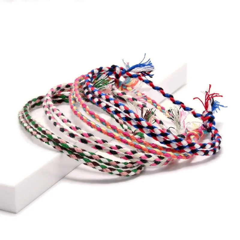 Colorful Custom Fashion Lucky Hand Woven Braided Rope Bracelets Jewelry Adjustable  Friendship Bracelets for Girls