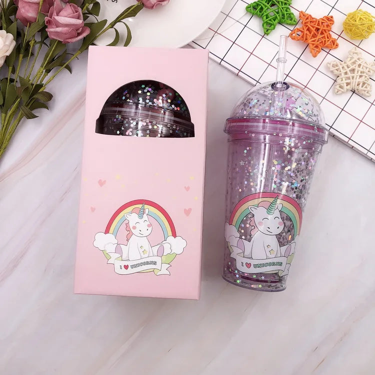 2025 Straw Unicorn Water Bottle Unicorn Kawaii Birthday Gift Coffee Cup for Girlfriend Valentine Love Wedding