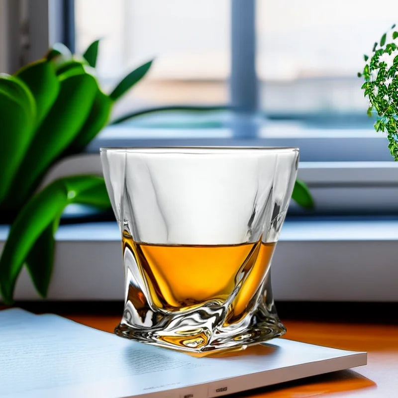 Hot Selling Creative 300ml clear Unleaded Crafted Drink Glass Twist Whisky Glass Cup Home bar Abnormity Personalized Cup