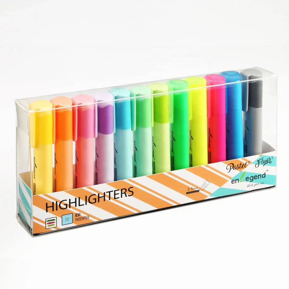 Oval Barrel Elegance: 12-Pack Highlighter Marker Pens for Sleek and Comfortable Note-Taking Experiences