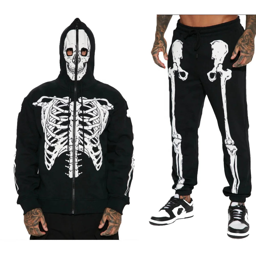 KY All Over Print Full Face Zip up Acid Wash Hoodie With Eye Holes Custom  Set Pants Men Boys ClothingTwo Pieces Set